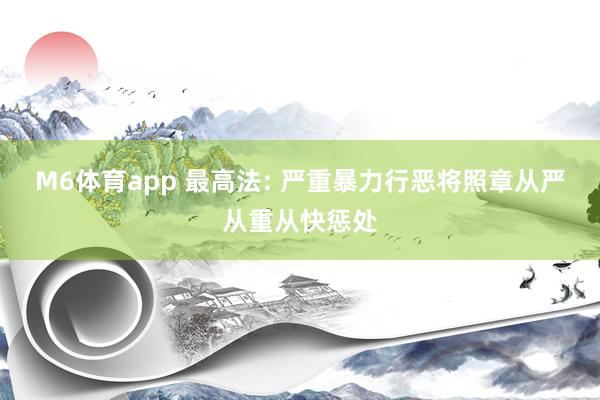 M6体育app 最高法: 严重暴力行恶将照章从严从重从快惩处