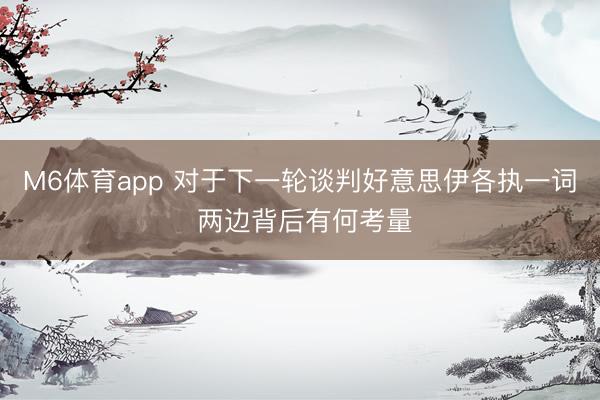 M6体育app 对于下一轮谈判好意思伊各执一词 两边背后有何考量